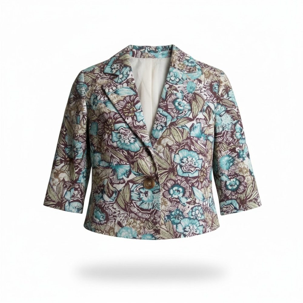 RQT PETITE Elegant Floral Women's Blazer SIZE PXL Arm 3/4